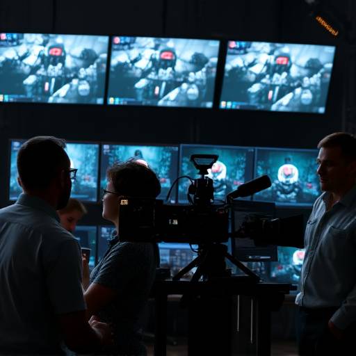 Une √©quipe de montage travaillant ensemble devant plusieurs √©crans, montrant la collaboration et la technicit√© du montage vid√©o.